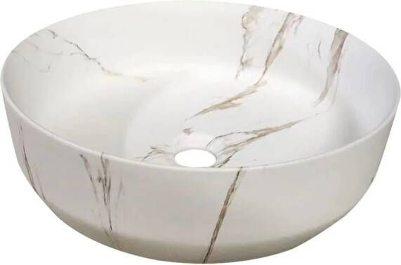 Sanilux Waskom Victoria Color Line Keramiek Rond Incl. Clickwaste Marmerlook Wit