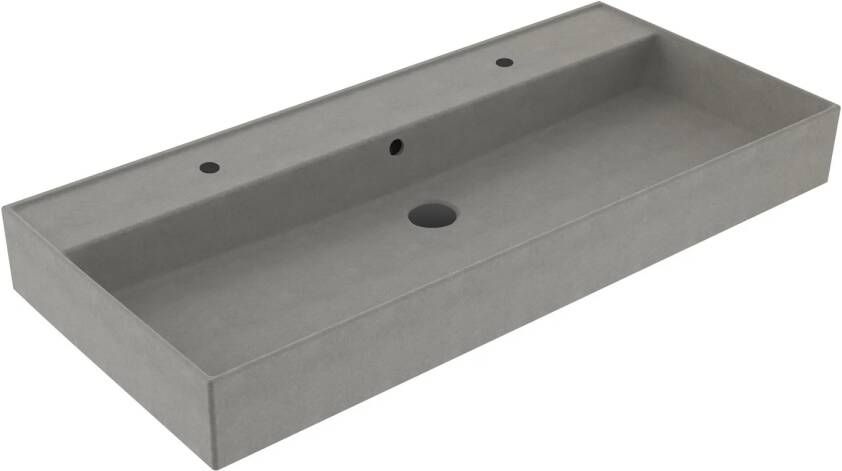 Sanilux Wastafel Edge Keramiek 100 2 Kraangaten Warm Beton