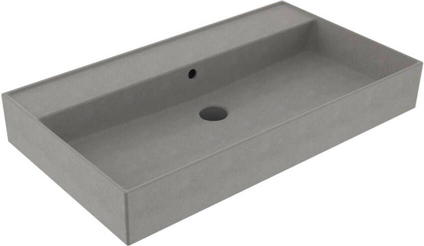 Sanilux Wastafel Edge Keramiek 80 0 Kraangaten Warm Beton