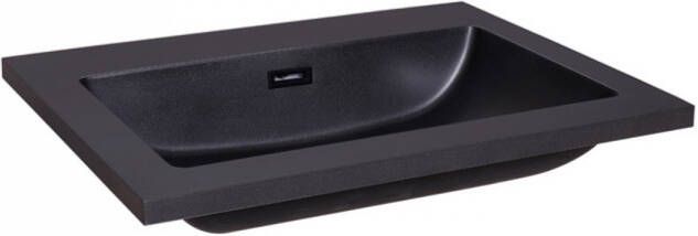 Sanilux Wastafel Quartz Classic 60x47x3 cm Keramiek Mat Zwart (0 kraangaten)