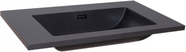 Sanilux Wastafel Quartz Classic 80x47x3 cm Quartz Mat Zwart (0 kraangaten)