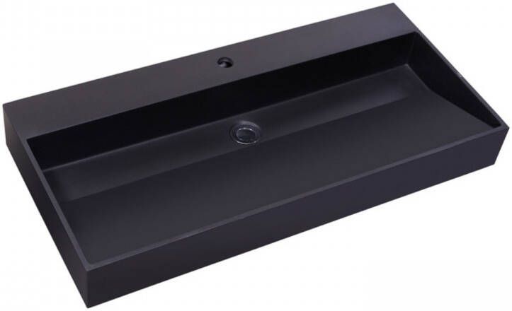 Sanilux Wastafel Quartz Trend 100x47x12 cm Keramiek Mat Zwart (1 kraangat)