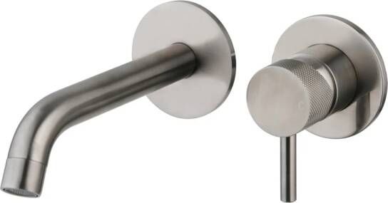 Sanilux Wastafelmengkraan Inbouw Newt Met Box Rond Met Geribbeld Knop Gunmetal