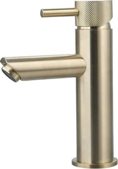 Sanilux Wastafelmengkraan Opbouw Mia Met Geribbeld Knop Goud Geborsteld