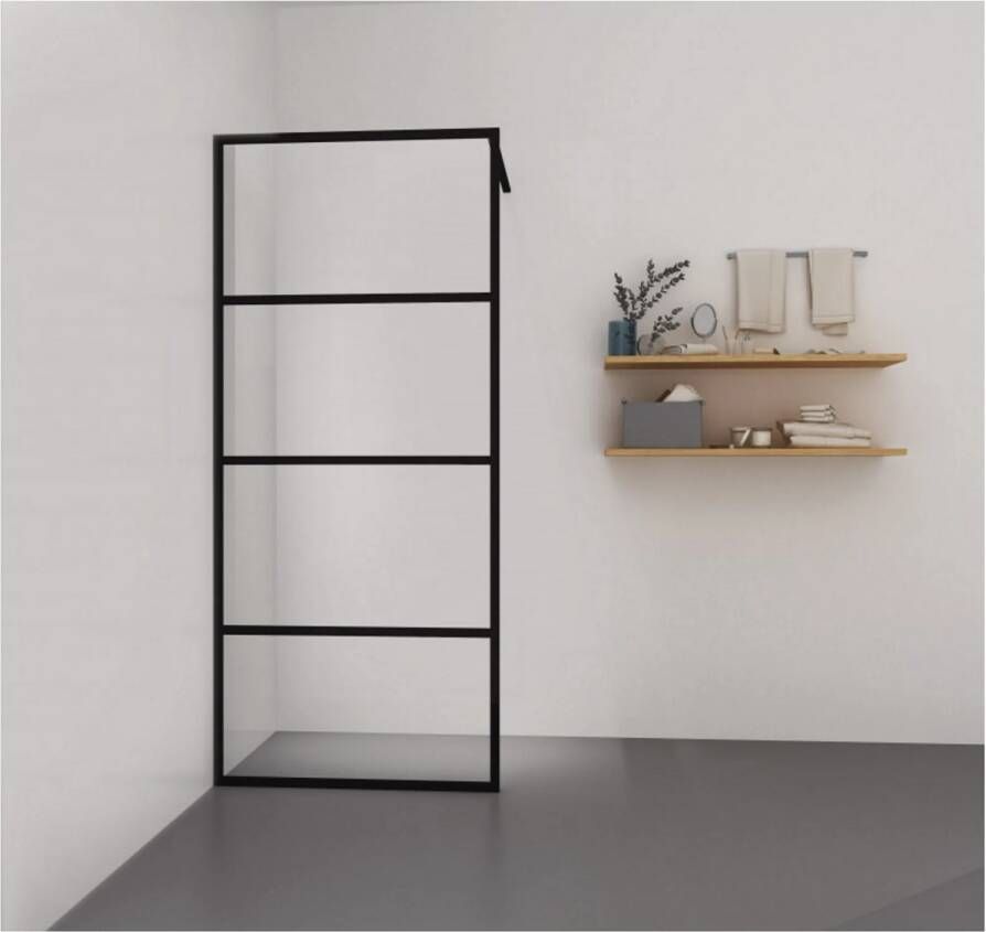 Sanimar Inloopdouche Loft Lines Helder Veiligheidsglas 140 x 200 cm Zwart Nano Antikalk Coating 8 mm