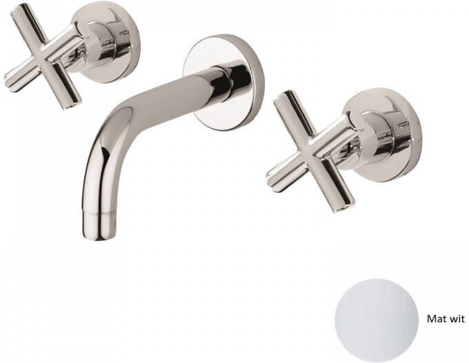 Sanimex Inbouw Wastafelmengkraan Giulini Tweeknops Kruisgreep 20 cm Inclusief G-Link Inbouwdeel Mat Nikkel - Foto 2