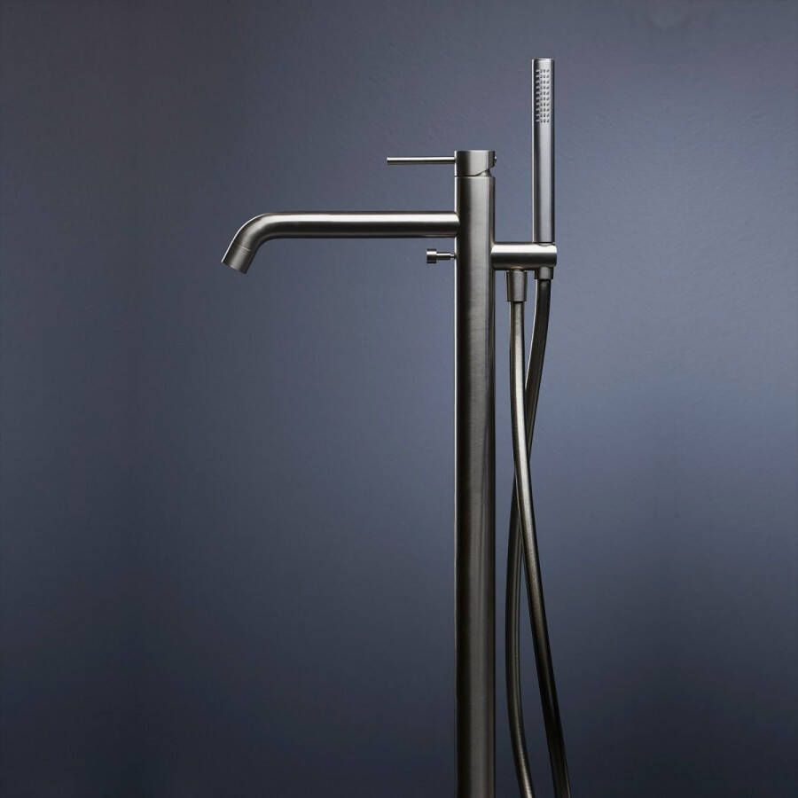 Sanimex Vrijstaande Badkraan Bellezza Bagno 96.9 met Handdouche Geborsteld RVS