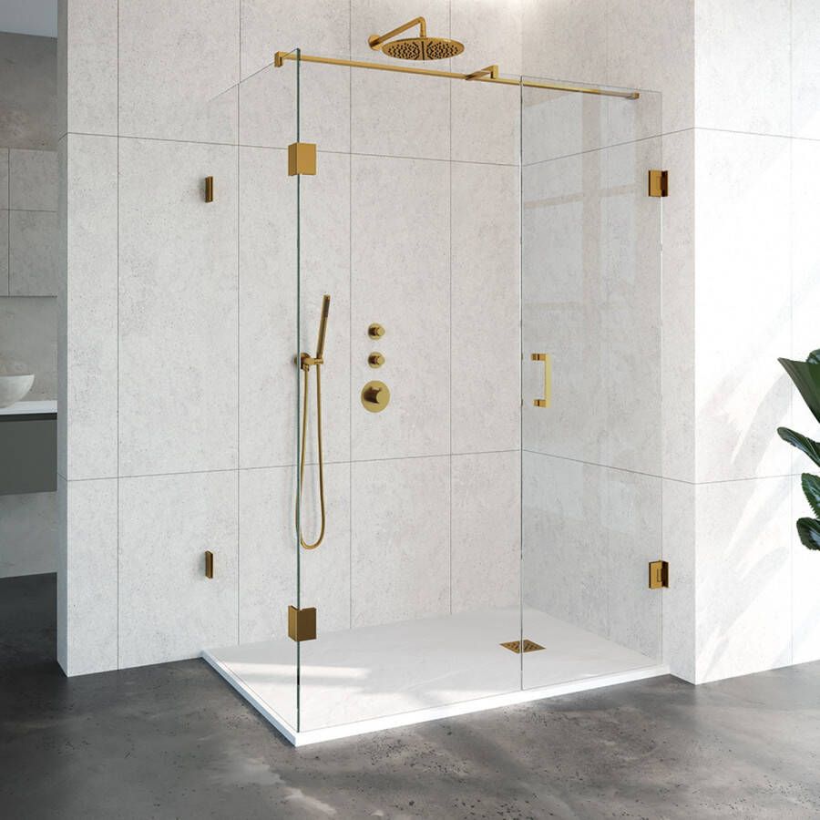 Sanitop Douchecabine Compleet Just Creating Profielloos 3-Delig 90x140 cm Goud