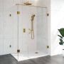 Saniclass Create douchecabine vierkant 3 delig 90x90cm profielloos met pendeldeuren antikalk en 8mm veiligheidsglas geborsteld RVS 4JC11 - Thumbnail 3