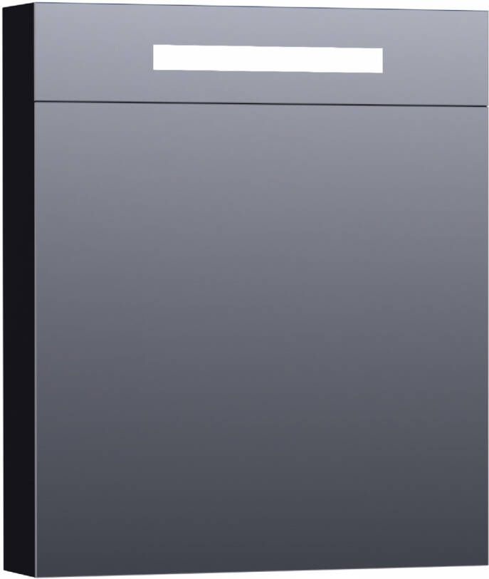 BRAUER Double Face Spiegelkast 60x70x15cm verlichting geintegreerd 1 rechtsdraaiende spiegeldeur MDF mat zwart 7363
