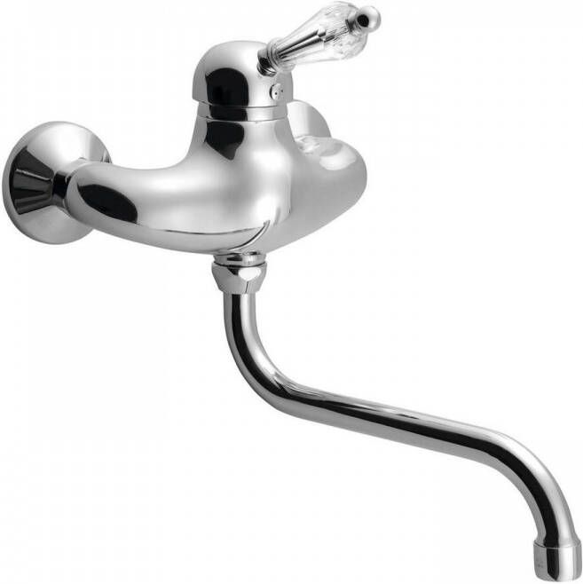 Sapho Inbouw Wastafelmengkraan Kirké 1-hendel Kristal Retro Uitloop Gebogen 20 cm Chroom