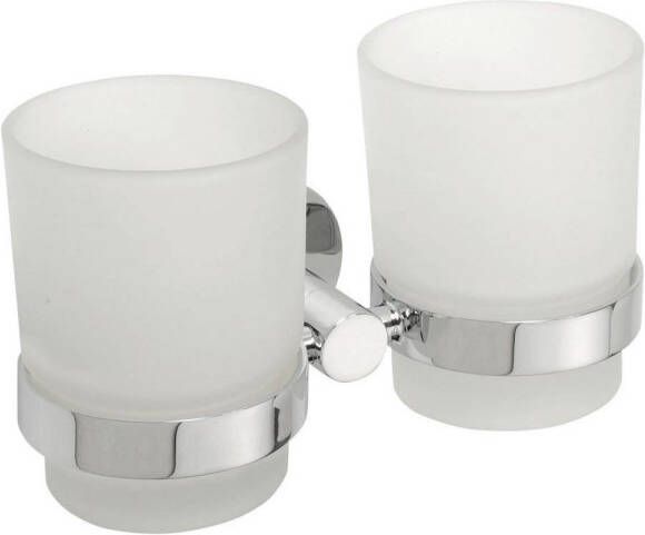 Sapho Dubbele Bekerhouder X-Round Hangend Chroom Melkglas