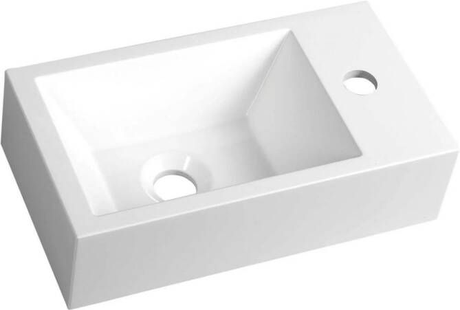 Sapho Fontein Amarok Rechthoekig 40x22 cm Rechts Cast Marble Wit