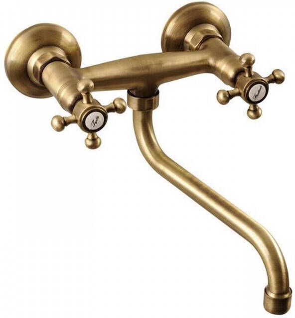 Sapho Inbouw Wastafelmengkraan Antea 2-knop Gebogen Uitloop 19 cm Brons