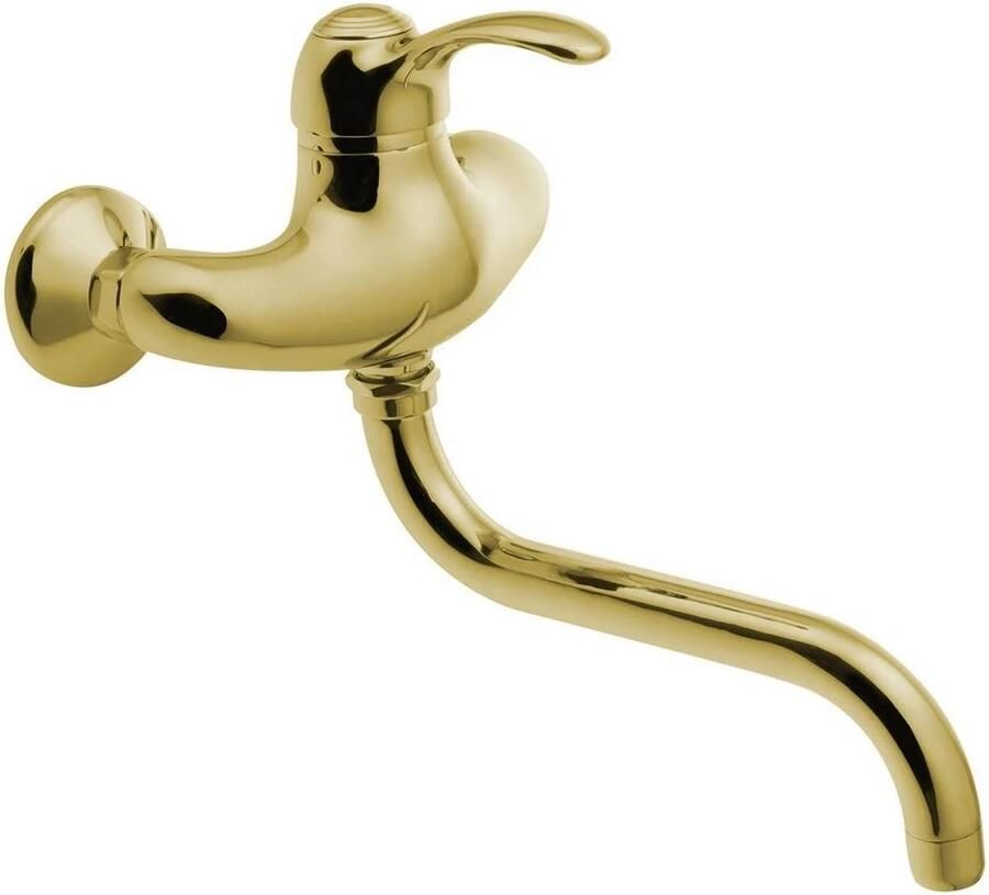 Sapho Inbouw Wastafelmengkraan Kirké 1-hendel Uitloop Gebogen 20 cm Goud