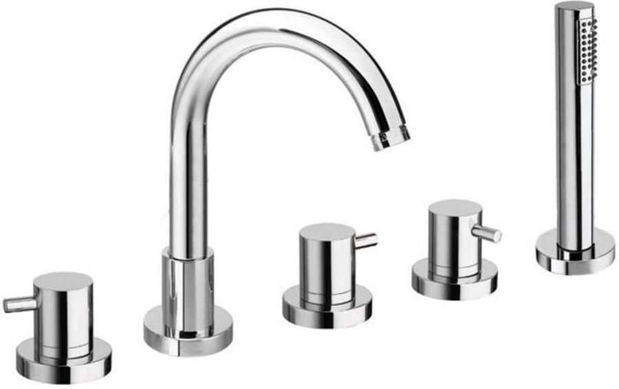 Reitano Rubinetteria Airtech Badrandcombinatie 5-gaats mengkraan chroom