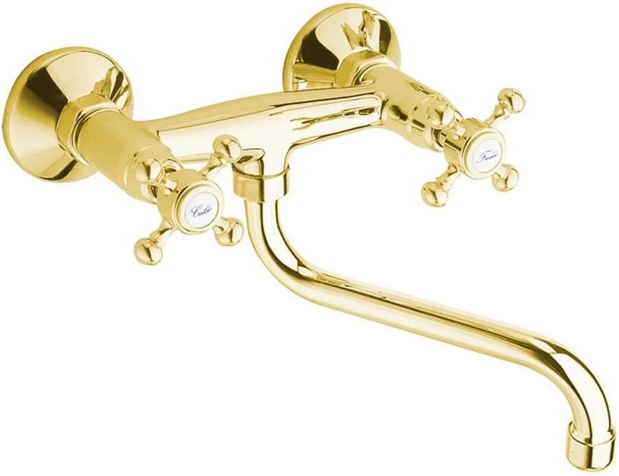 Sapho Inbouw Wastafelmengkraan Antea 2-knop Gebogen Uitloop 19 cm Goud