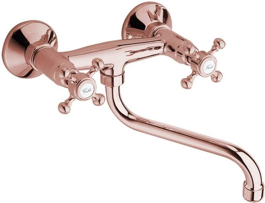 Sapho Inbouw Wastafelmengkraan Antea 2-knop Gebogen Uitloop 19 cm Rose Goud