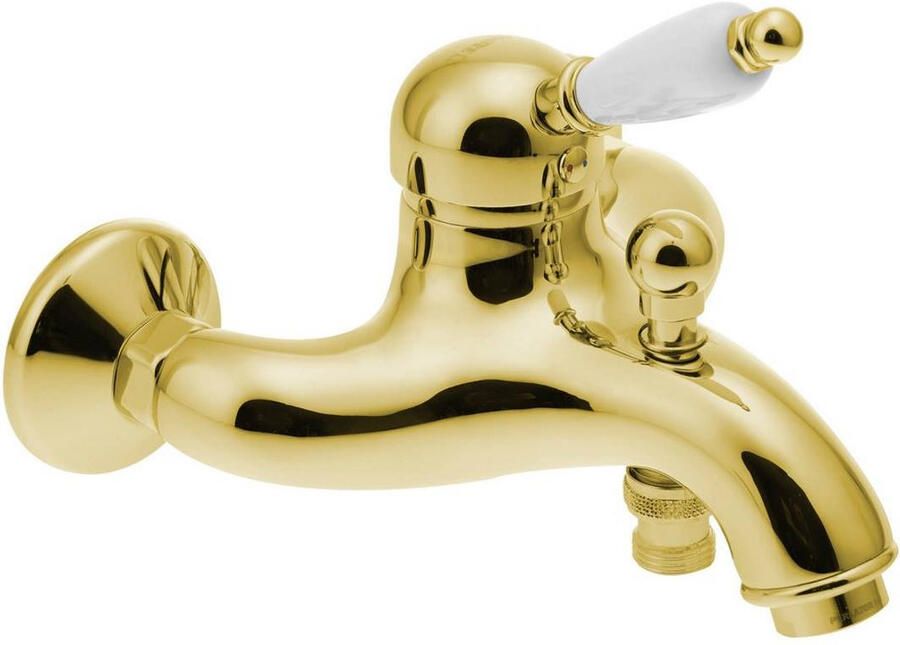 Sapho Opbouw Badkraan Kirk� Mengkraan Retro Wit 1-hendel 11.5 cm Goud