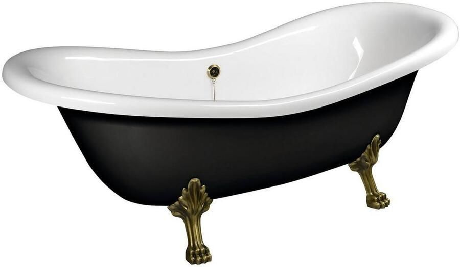 Sapho Vrijstaand Bad Charleston 188x80x71 cm Wit Zwart met Leeuwenpoten Brons