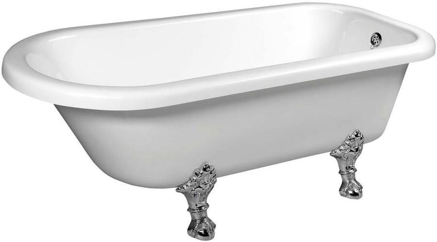 Polysan Foxtrot vrijstaand bad op pootjes 170x75x47cm mat chroom poten wit