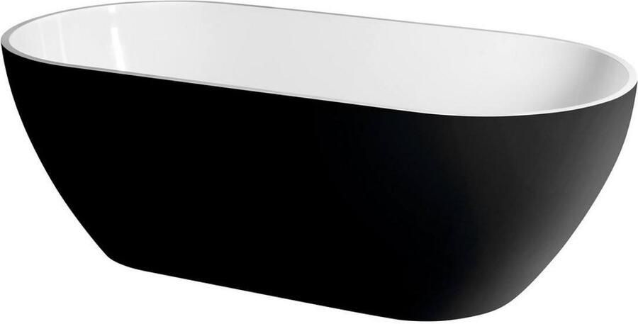 Polysan Reduta composiet vrijstaand bad 150x75 cm bicolor wit zwart