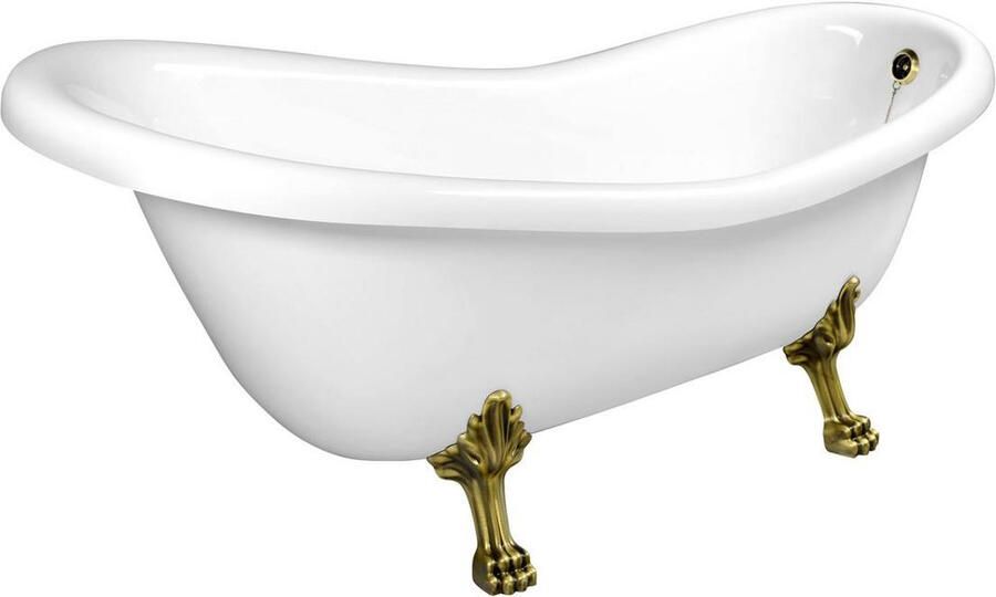 Polysan Retro vrijstaand bad op pootjes 158x73x72cm bronzen poten wit