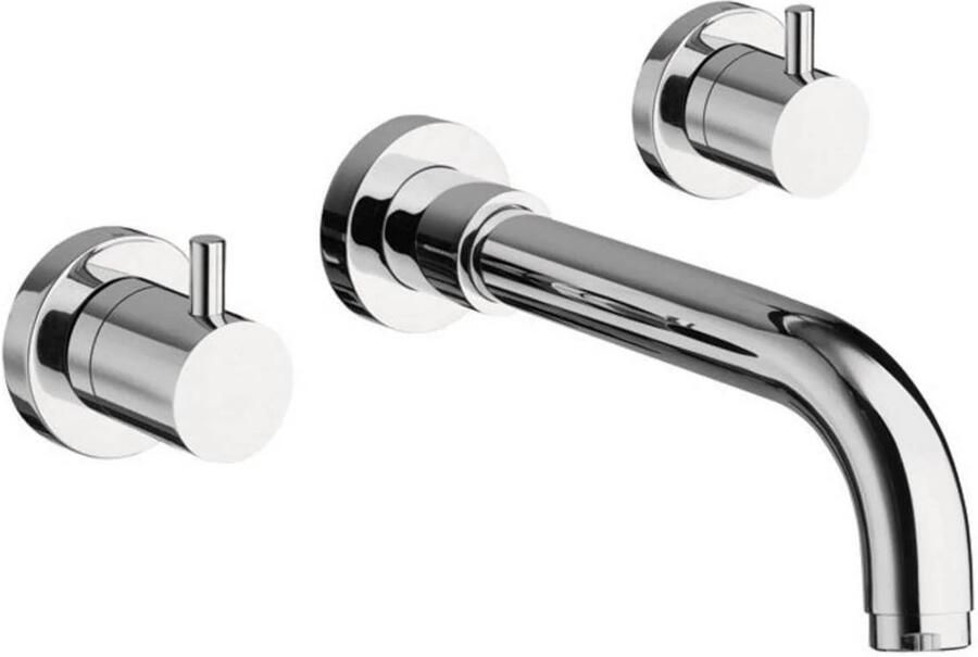 Sapho Wastafelmengkraan 3-gats Aritech 2-knop Uitloop Gebogen 21 cm Chroom