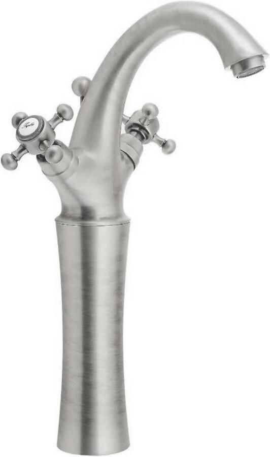 Sapho Wastafelmengkraan Antea 2-knop Gebogen Hoog 30 cm Geborsteld Nikkel (incl. pop-up waste)