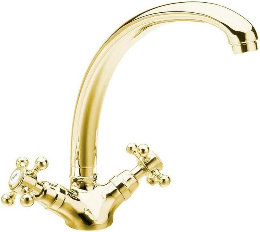Sapho Wastafelmengkraan Antea 2-knop Gebogen Uitloop 26.5 cm Goud