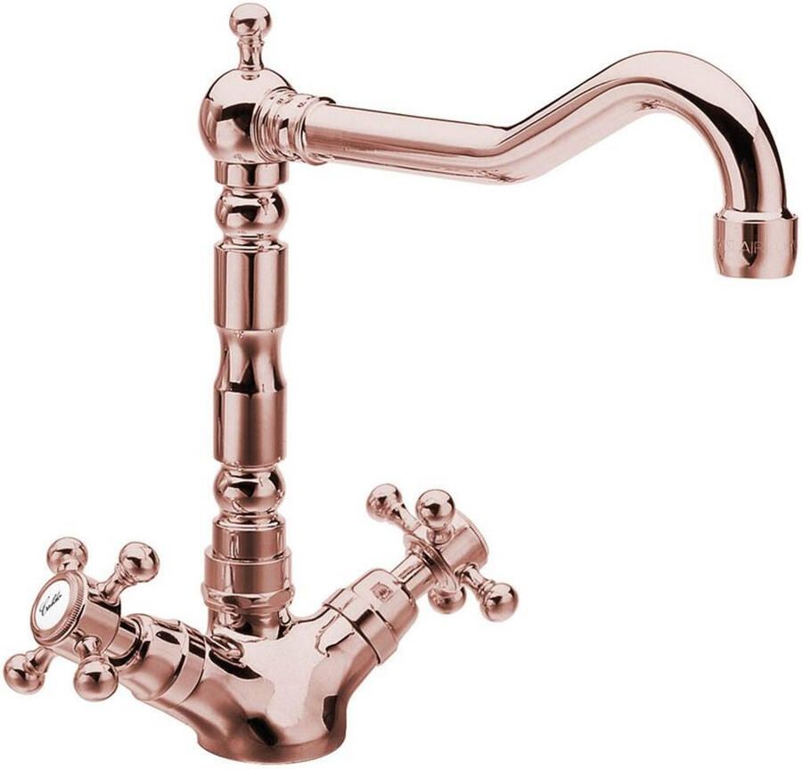 Sapho Wastafelmengkraan Antea 2-knop Uitloop Recht 24 cm Rose Goud