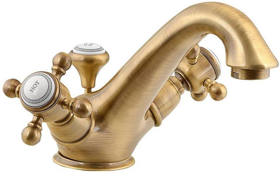 Sapho Wastafelmengkraan Sassari 2-knop Gebogen 12.7 cm Brons (incl. pop-up waste)