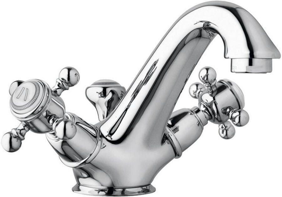 Sapho Wastafelmengkraan Sassari 2-knop Gebogen 12.7 cm Chroom (incl. pop-up waste)