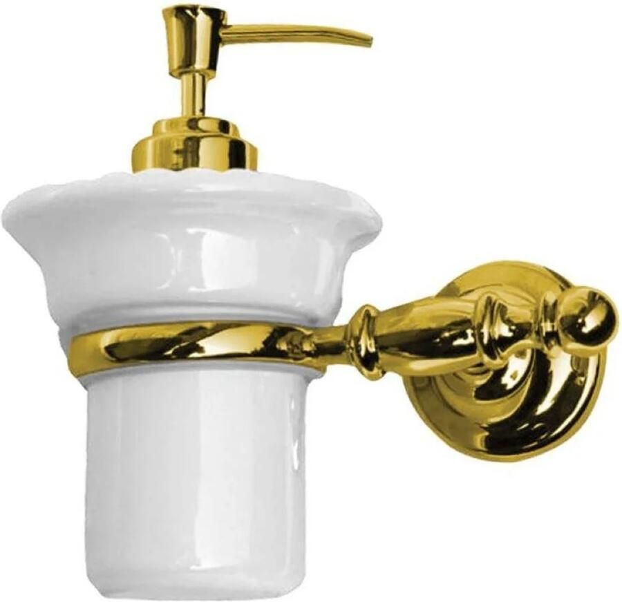 Sapho Zeepdispenser Perla Hangend 15x15 Goud Wit