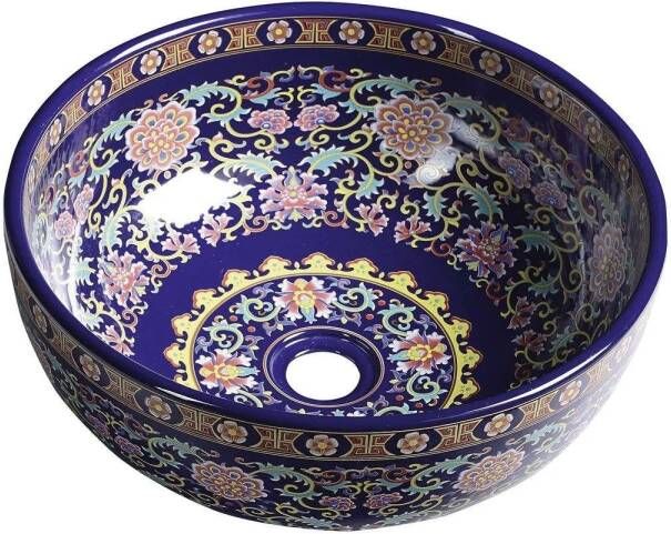 Sapho Waskom Priori Rond 40.5x15.5 cm Keramiek Paars met Ornamenten
