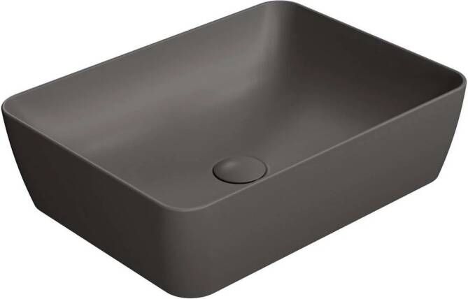 Sapho Waskom Sand Rechthoek 50x38x14 cm Keramiek Mat Donkerbruin
