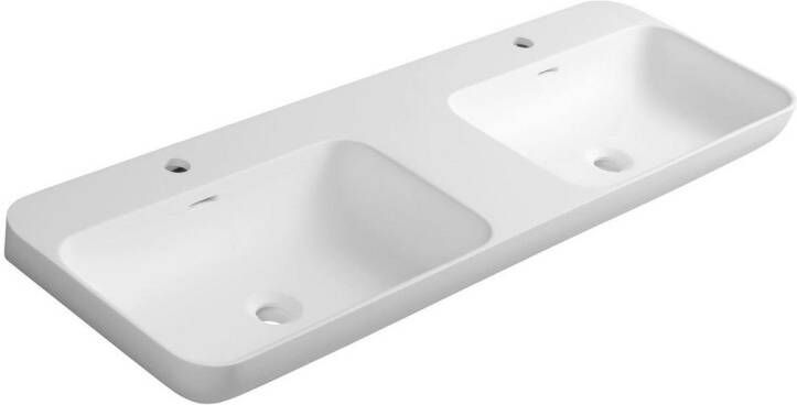 Sapho Wastafel Niagara Rechthoek Dubbel 120x40x14 cm Solid Surface Mat Wit
