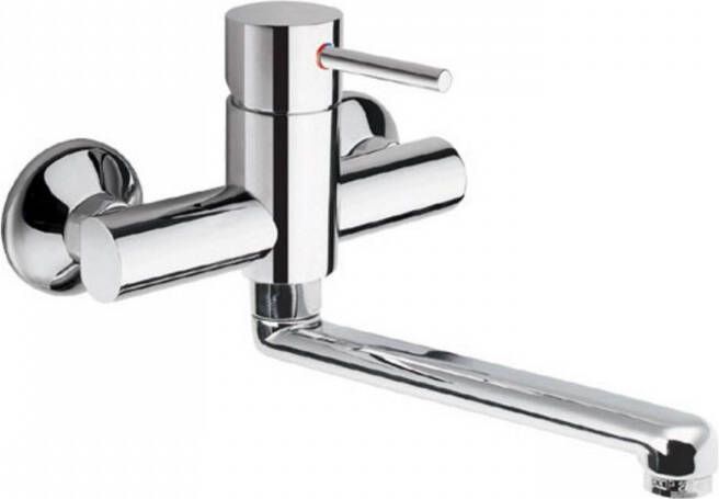 Sapho Wastafelmengkraan Wandmontage Rhapsody 1-hendel Uitloop Recht 25 cm Chroom