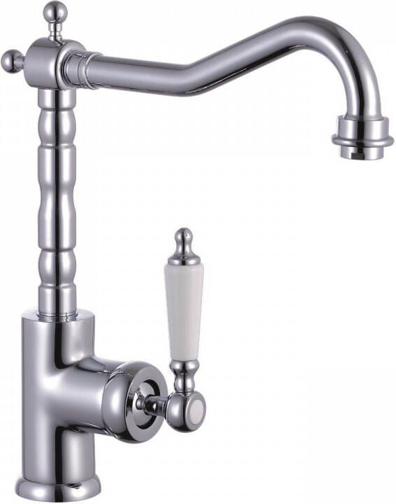 Schütte Keukenmengkraan Schutte Old Style Retro Hoge Draaibare Uitloop Lage Druk Chroom