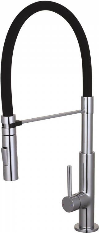 Schütte Keukenmengkraan Schutte Stilo Hoge Uitloop Uittrekbare Mousseur Soft Touch Slang Chroom Zwart