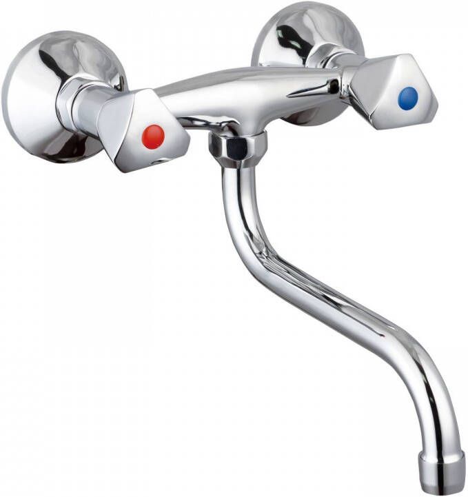 Schütte Tweegreeps Keukenkraan Schutte Cesti Draaibare Uitloop Wandmontage Chroom - Foto 2