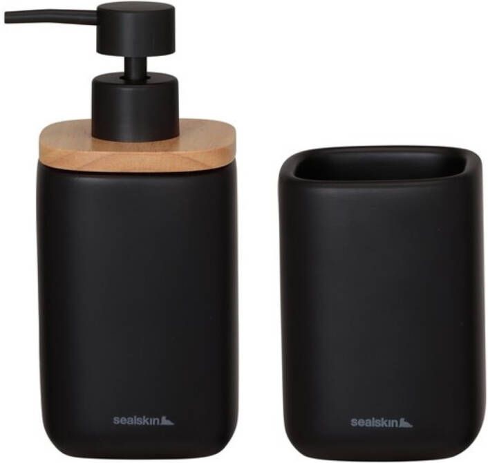 Sealskin Mind Badkamerset Zeepdispenser 200 ml Tandenborstelbeker Zwart 800062