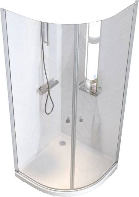 Sealskin Hooked kwartronde cabine 200 x 100 x 100 cm met 6 mm helder veiligheidsglas met antikalk coating zilver hoogglans - Foto 2