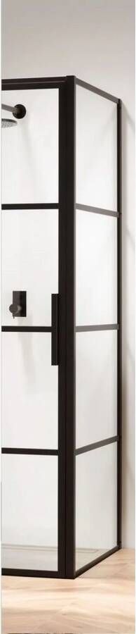 Sealskin Soho zijwand voor combinatie met een draaideur 80x210cm met zwart profiel en helder glas CKB010806195100 - Foto 1