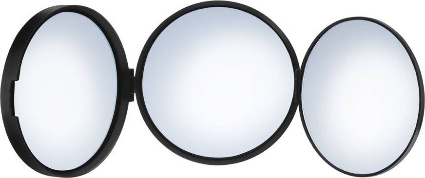Smedbo Outline Lite driezijdige make-up reis spiegel Rond 10cm Zwart