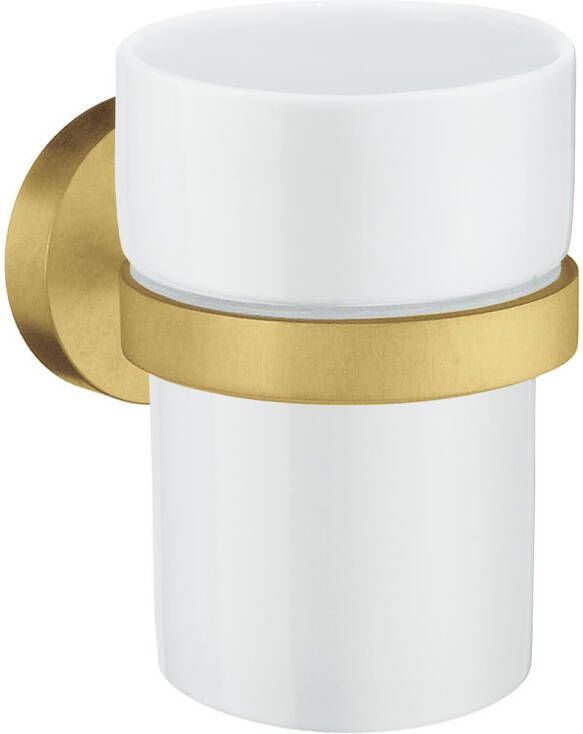 Smedbo Home Bekerhouder 7.5x9.8x7.5cm zelfklevend boren Massief messing Mat messing HV343P