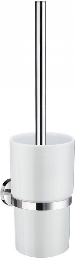 Smedbo Home WC-borstelgarnituur 4.8x38cm zelfklevend boren Massief messing Chroom Porcelein HK333P