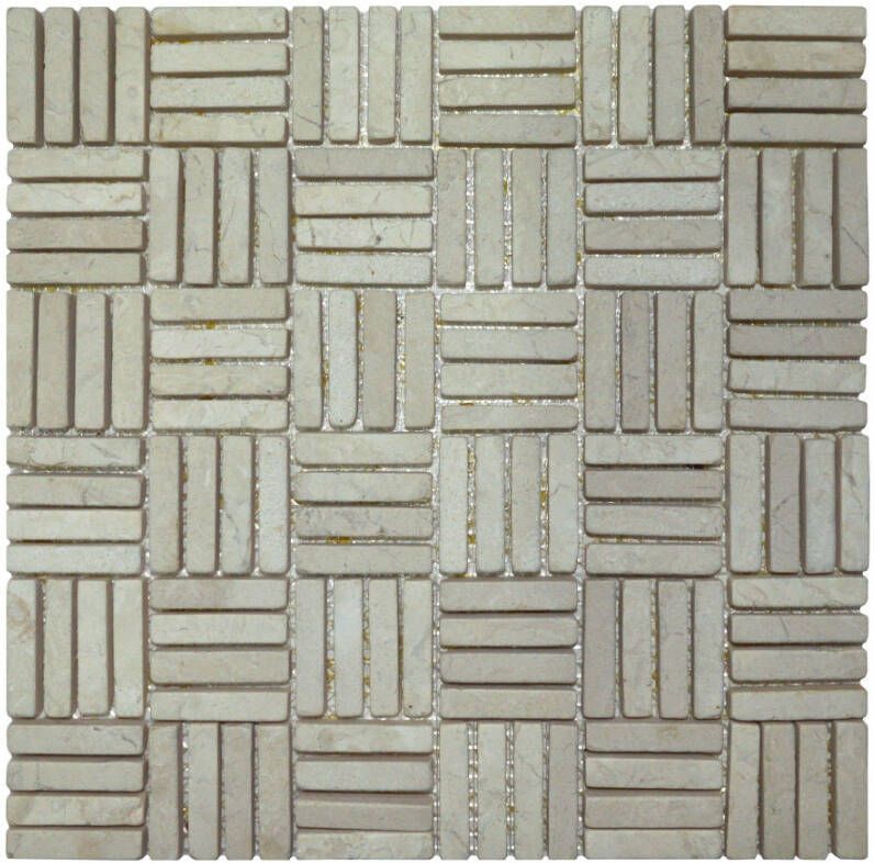 Stabigo Mozaiek Parquet 1x4.8 30x30 cm Marmer Cream Blokverband