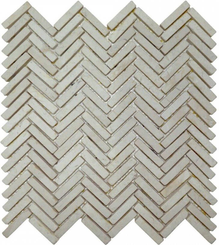 Stabigo Mozaiek Parquet 1x4.8 30x30 cm Marmer Cream Visgraat