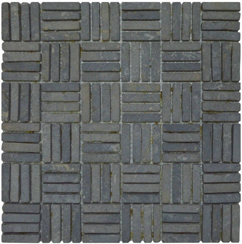 Stabigo Mozaiek Parquet 1x4.8 30x30 cm Marmer Light Grey Blokverband